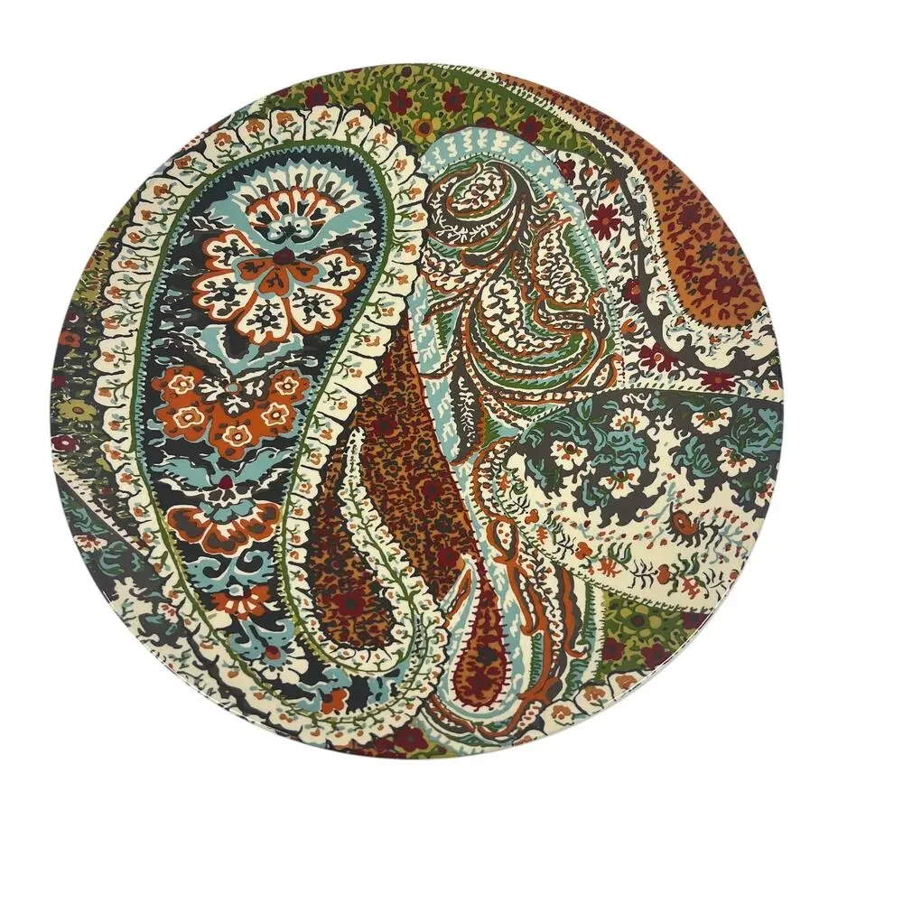 Set of 2 Pottery Barn Zia Paisley Pattern Plates NWT Retro‎ Boho Eclectic 8.75